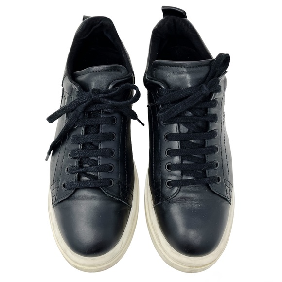 Zara Leather Platform Lace Up Sneakers Women’s 42 Shoes Black - Picture 2 of 11